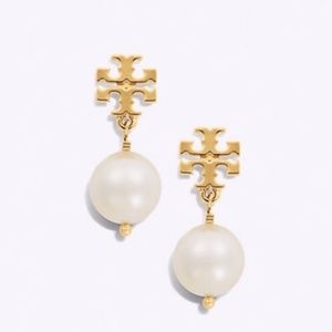 Tory Burch Logo Pearl Dangle Earing